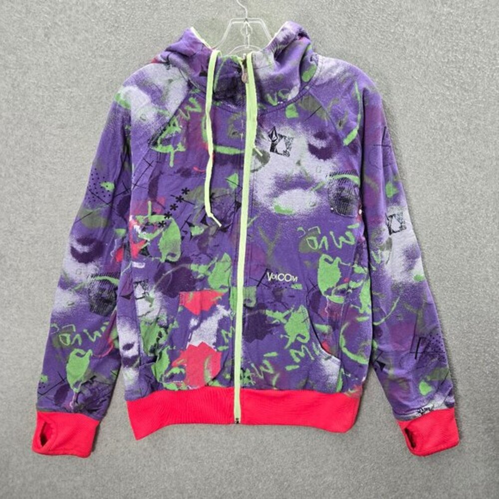 VINTAGE Volcom Men Sweatshirts Medium Purple Hoodie Skater Surf Streetwear Y2K